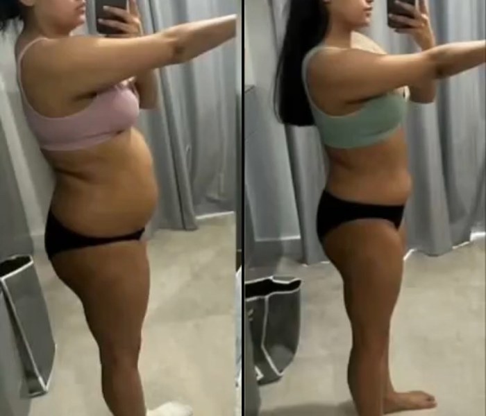 Client before and after — fat loss